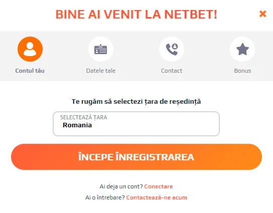 NetBet înregistrare